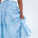 Britt Smocked Maxi Skirt - Blossom Carolina Blue