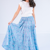 Lucy Smocked Maxi Skirt - Shells Carolina Bright Blue