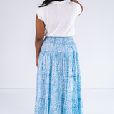Britt Smocked Maxi Skirt - Blossom Carolina Blue