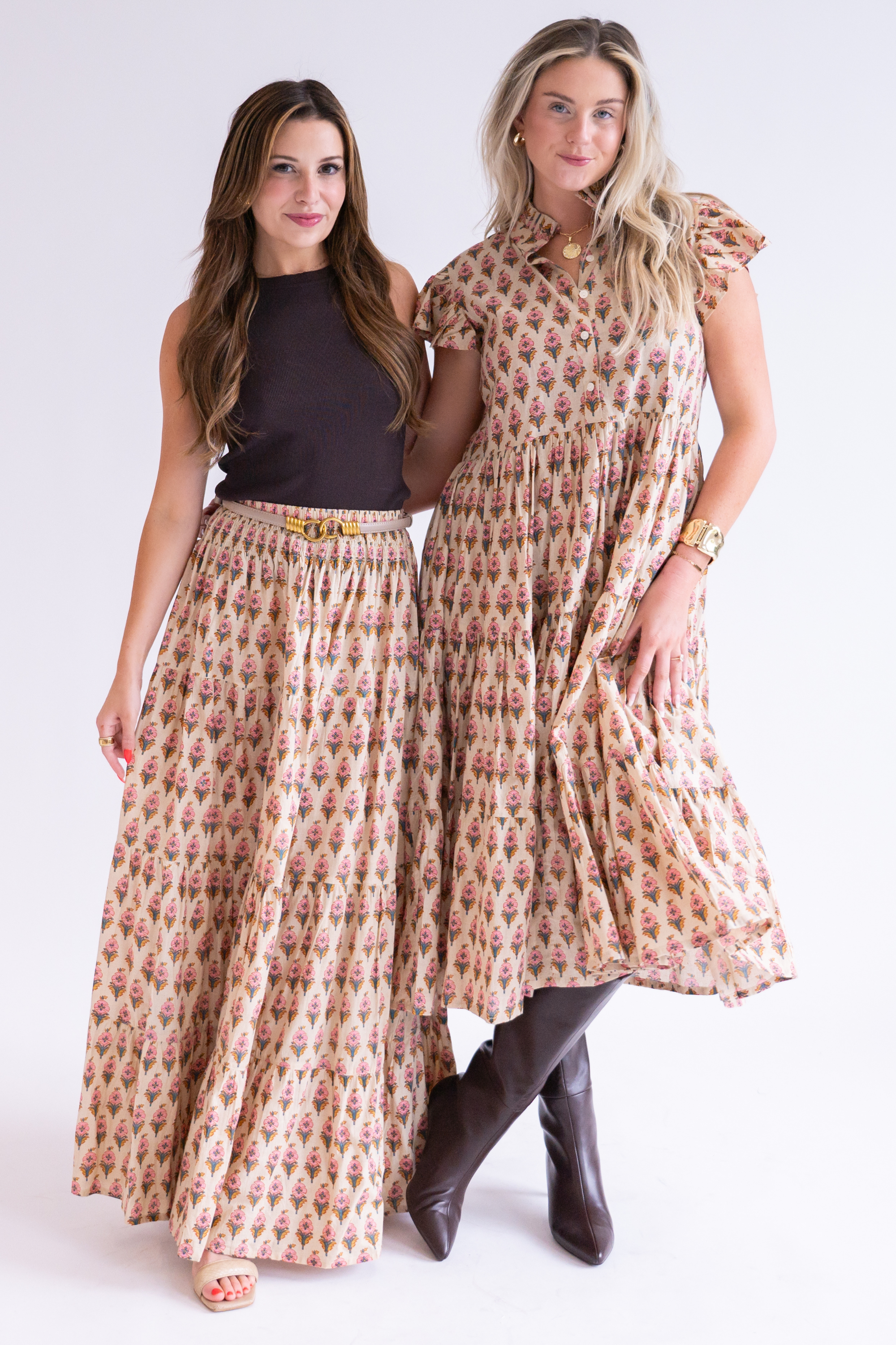 Lucy Smocked Maxi Skirt - Pansy Butter Pink