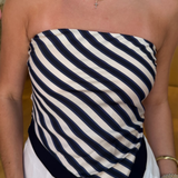 Nara Scarf Top - Navy/Stripe