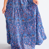 Jane Blockprint Maxi Skirt - Navy Multi Blossom