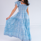 Lil Smocked Maxi Dress - Blossom Carolina Blue