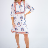 Sammy Caftan Mini Dress - Mini Palm Coral