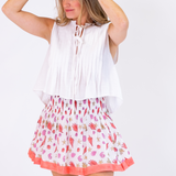 Sandy Smocked Mini Skirt - Seashells Coral