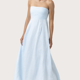 Talia Strapless Linen Maxi Dress - Powder