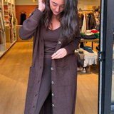 Kit Wool Duster Cashmere Cardigan - Coffee Bean