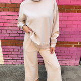 Lindi Rib Mockneck Pullover - Mocha Cream