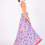 Britt Smocked Maxi Skirt - Hibiscus White