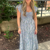 Abby Fall Sweetheart Maxi Dress - Cornflower Mix