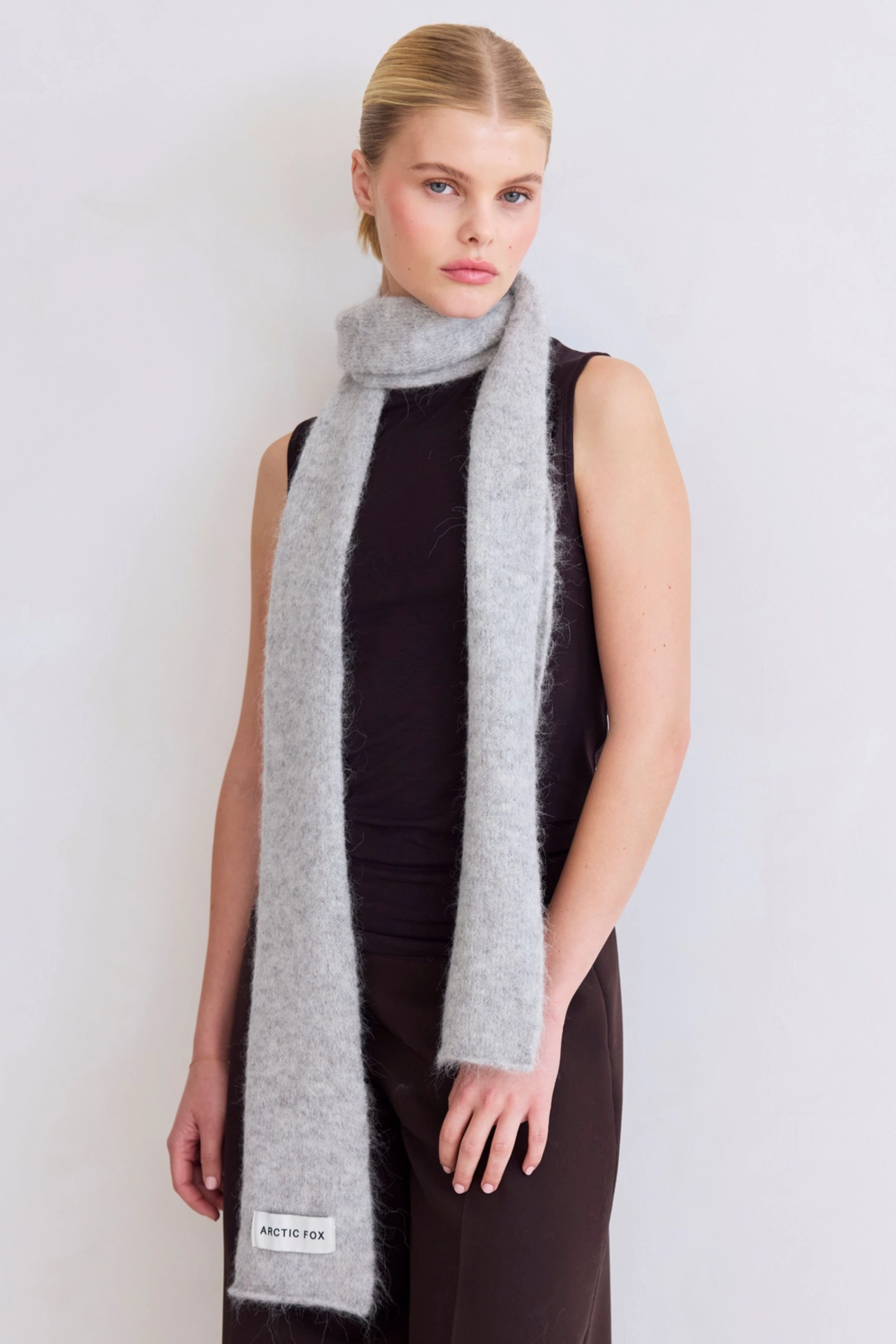 Alpaca Skinny Scarf - Blizzard Grey