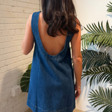 Ami Denim Mini Shift Dress - Denim