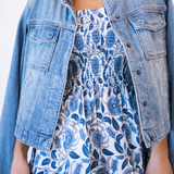 Charlie Smocked Mini Dress - Mum Cornflower