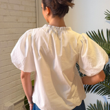 Bailee Bubble Sleeve Top - Off White