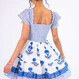 Abby Sweetheart Mini Dress - Poppy Cornflower