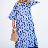 Katharine Bell Sleeve Maxi Dress - Navy Lobster/Blue Stripe