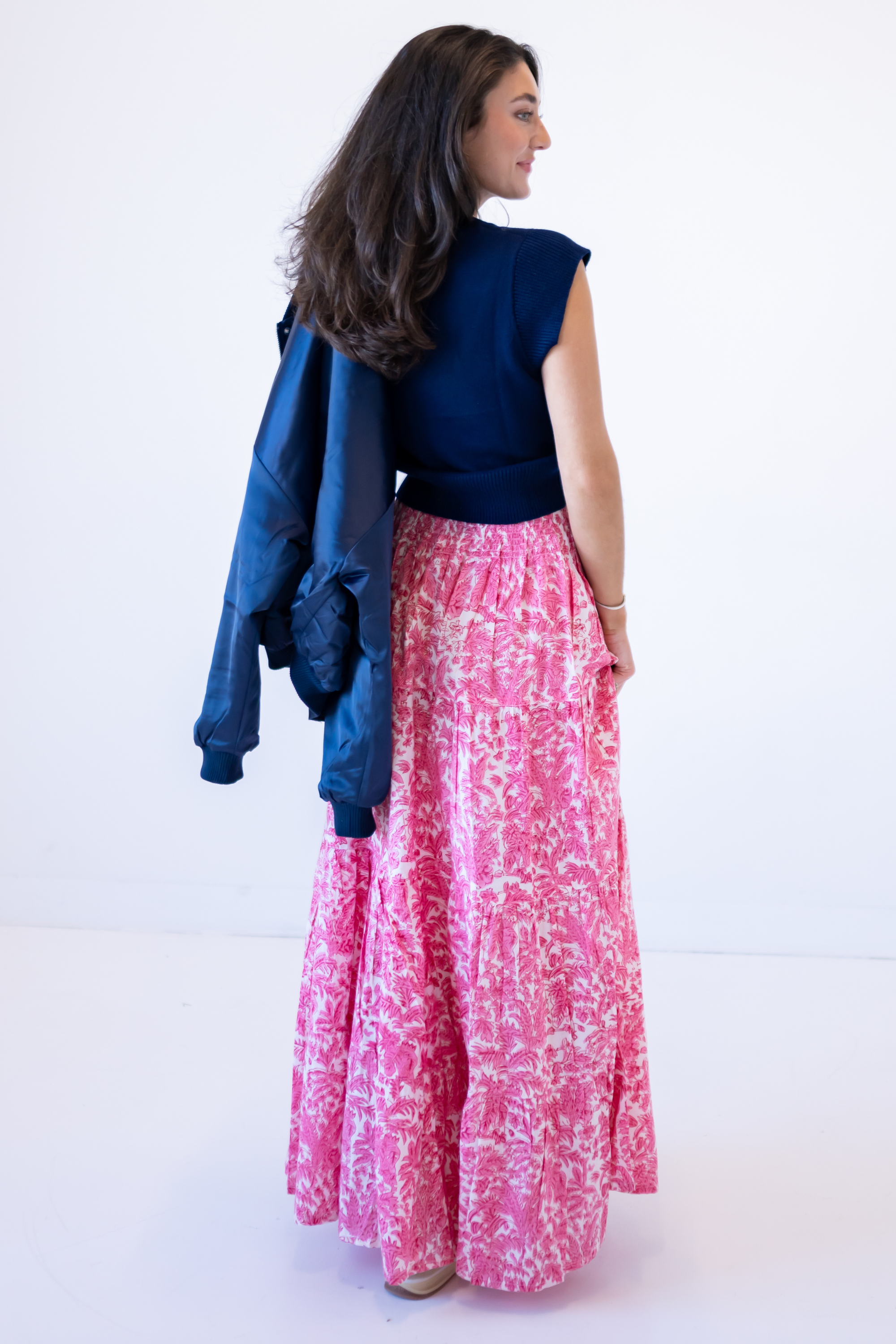 Lucy Smocked Maxi Skirt - Oasis Coral