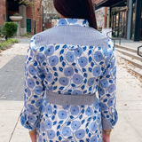 Kissy Belted Shirt Mini Dress - Soft Blue Mum