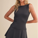 Penny Polkadot Dropwaist Athletic Dress - Black Polka Dot