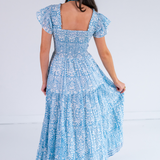 Lil Smocked Maxi Dress - Blossom Carolina Blue
