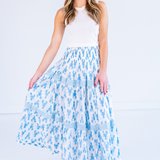 Lucy Smocked Midi Skirt - Lobsters Carolina Blue