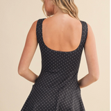 Penny Polkadot Dropwaist Athletic Dress - Black Polka Dot