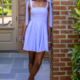 Nautical Bow Mini Dress - White/Blue