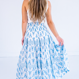 Lucy Smocked Midi Skirt - Lobsters Carolina Blue