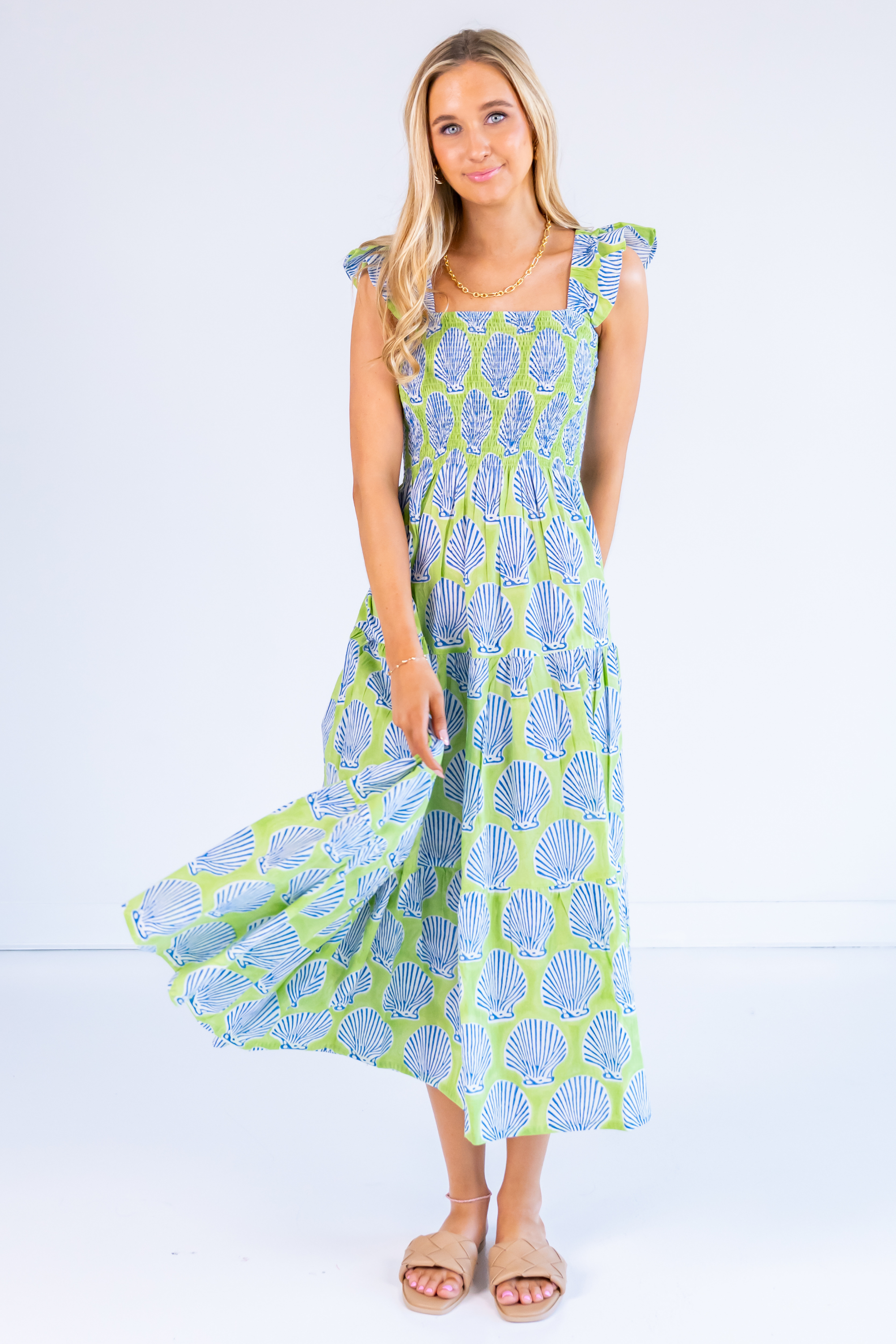 dress blue charlies Charlie Flutter Sleeve Maxi Dress