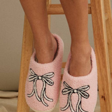 Holiday Cozy Slippers - Pink Ribbons