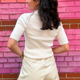 Callan Knit Collared Top - Cream