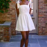 Jill Babydoll Tie Mini Dress - White