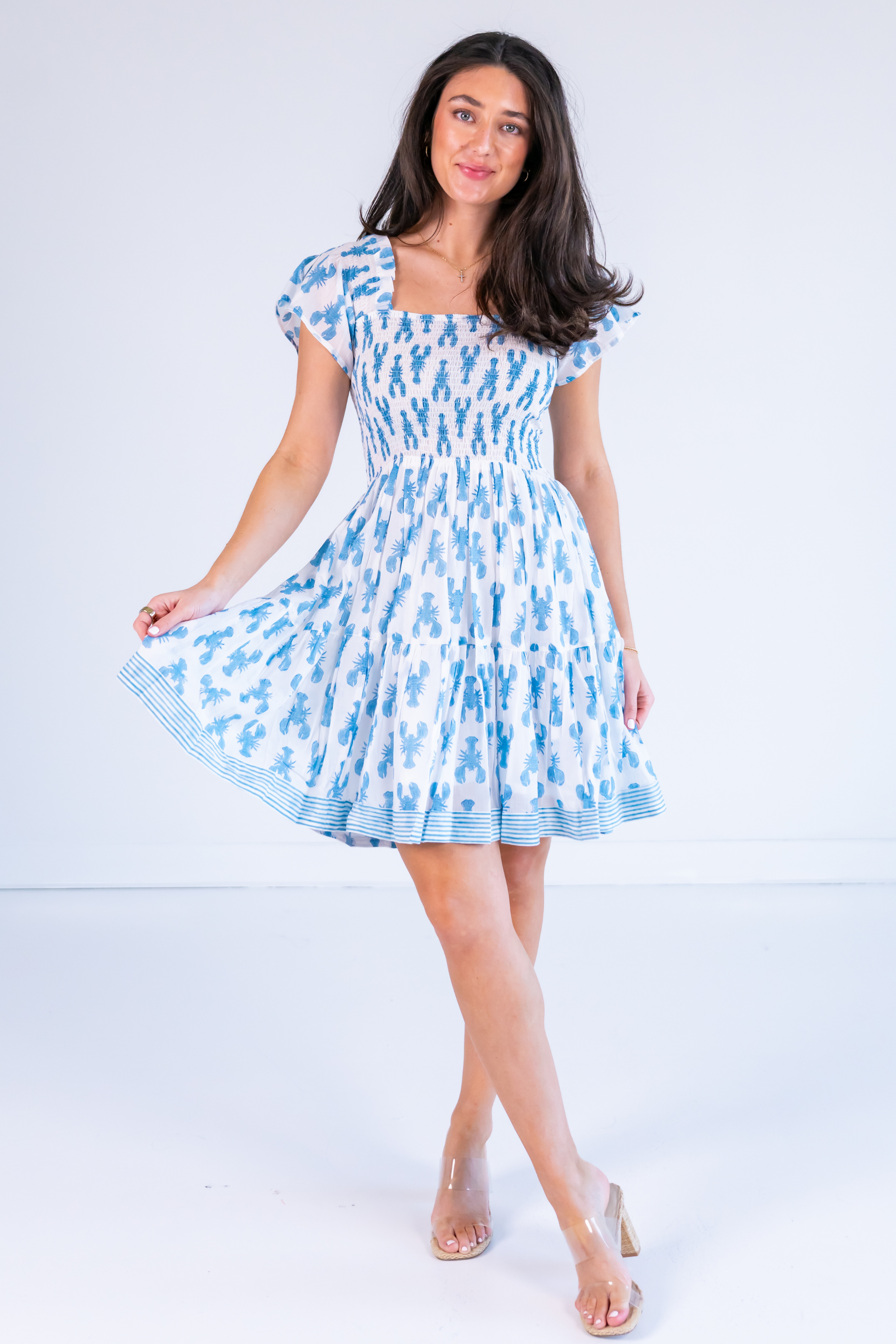 blue smocked mini dress Hunter Bell Women's Siri Dress, Navy
