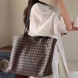 Wendy Woven Tote Bag with Pouch - Brown