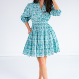 Rita Collared Mini Dress - Sage Vine