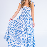 Joy Bow Maxi Dress - Lobsters Bright Blue