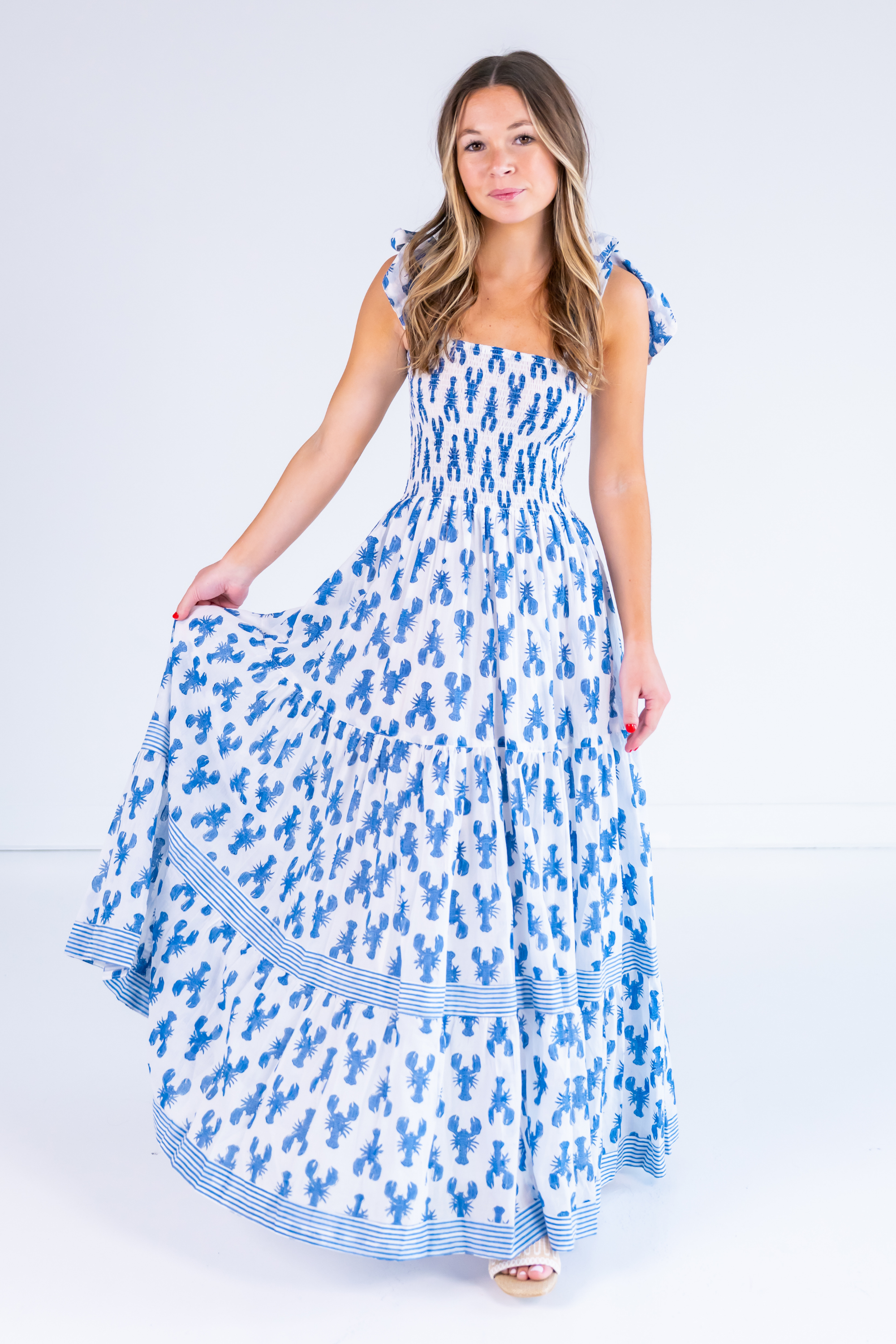 blue bow maxi dress Petal and Pup Women's Betina Bow Front Maxi Dress
