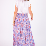 Britt Smocked Maxi Skirt - Hibiscus White