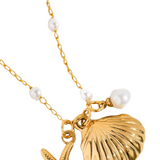 Seashell & Sea Star Pearl Necklace