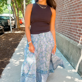 Lucy Smocked Maxi Skirt - Cornflower Mix