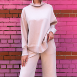 Carrie Wide Leg Crop Pant - Mocha Cream