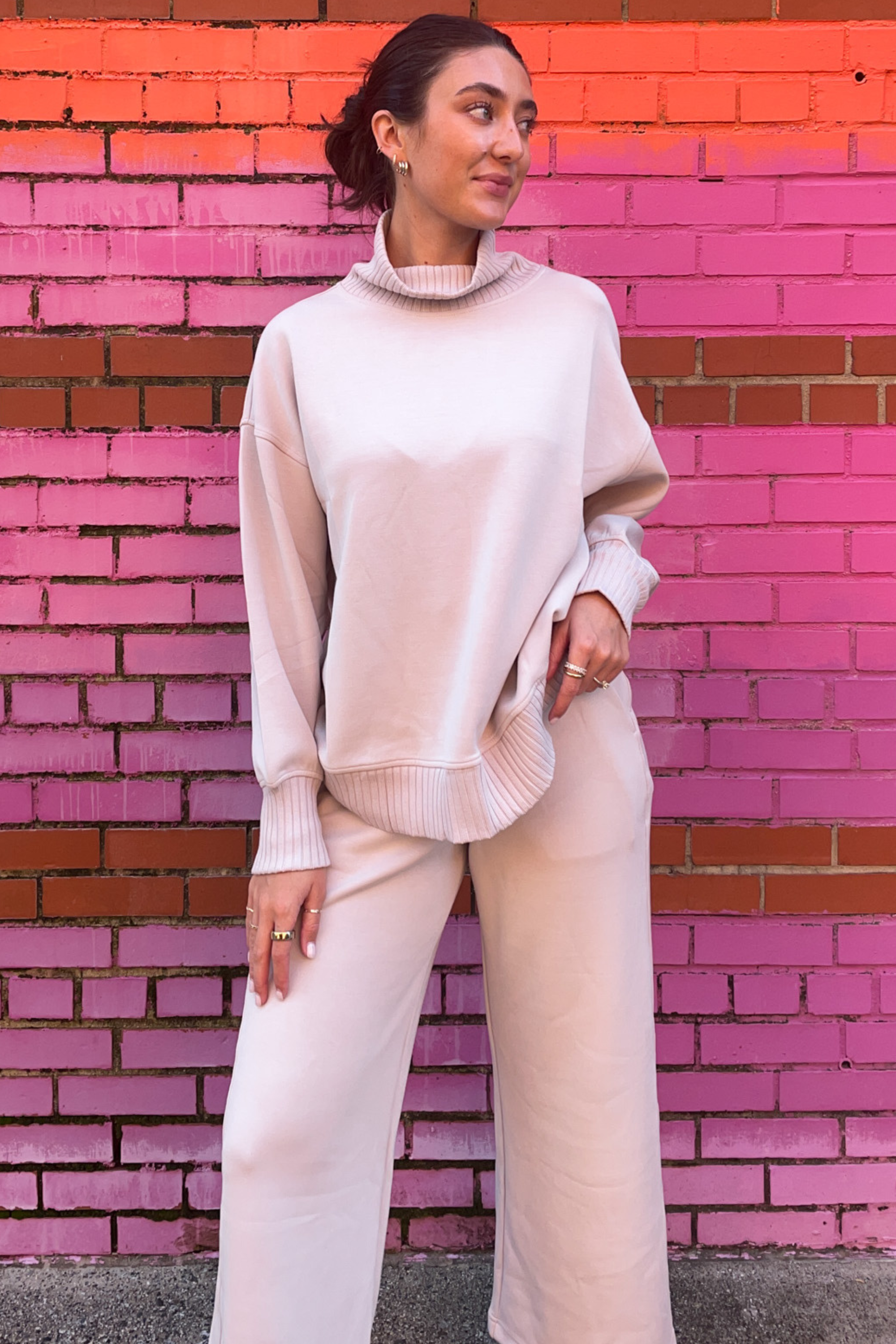 Carrie Wide Leg Crop Pant - Mocha Cream
