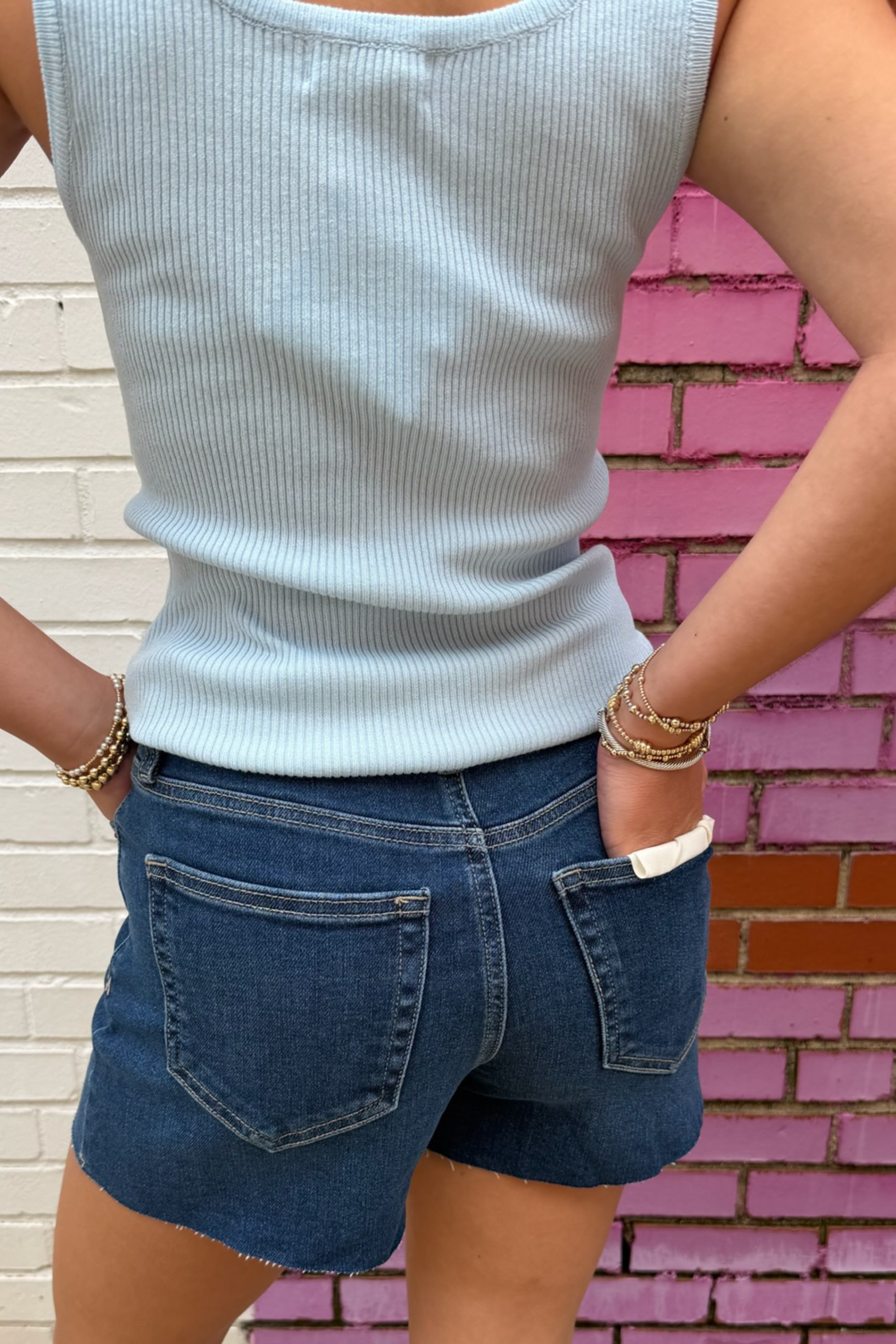 Miranda High Rise Denim Shorts - Medium Dark