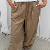 Aida Lace Detail Balloon Pant - Wood Brown