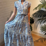 Seashell Print Maxi Dress - Blue