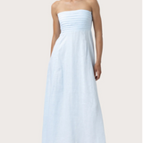 Talia Strapless Linen Maxi Dress - Powder