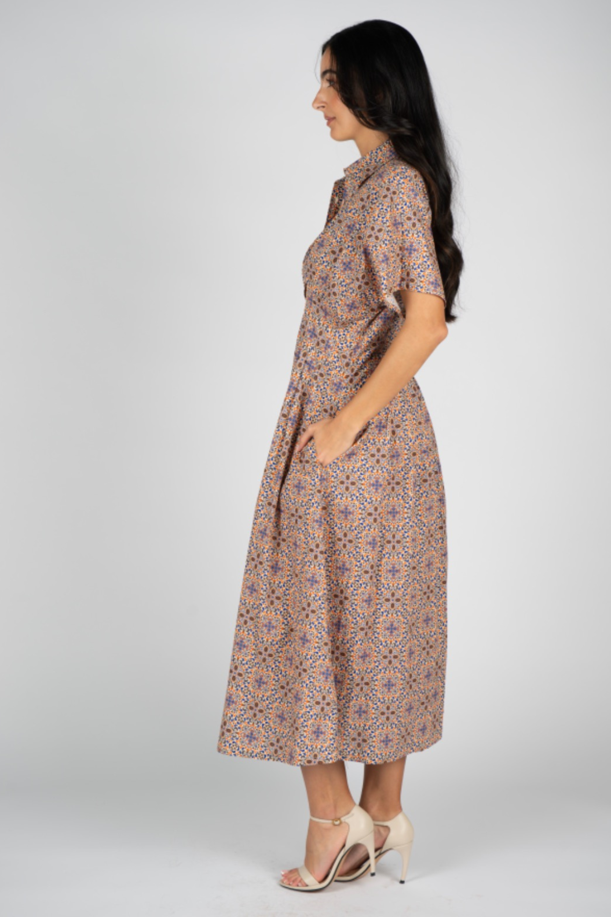 Maria Tile Midi Dress - Mediterranean Tile