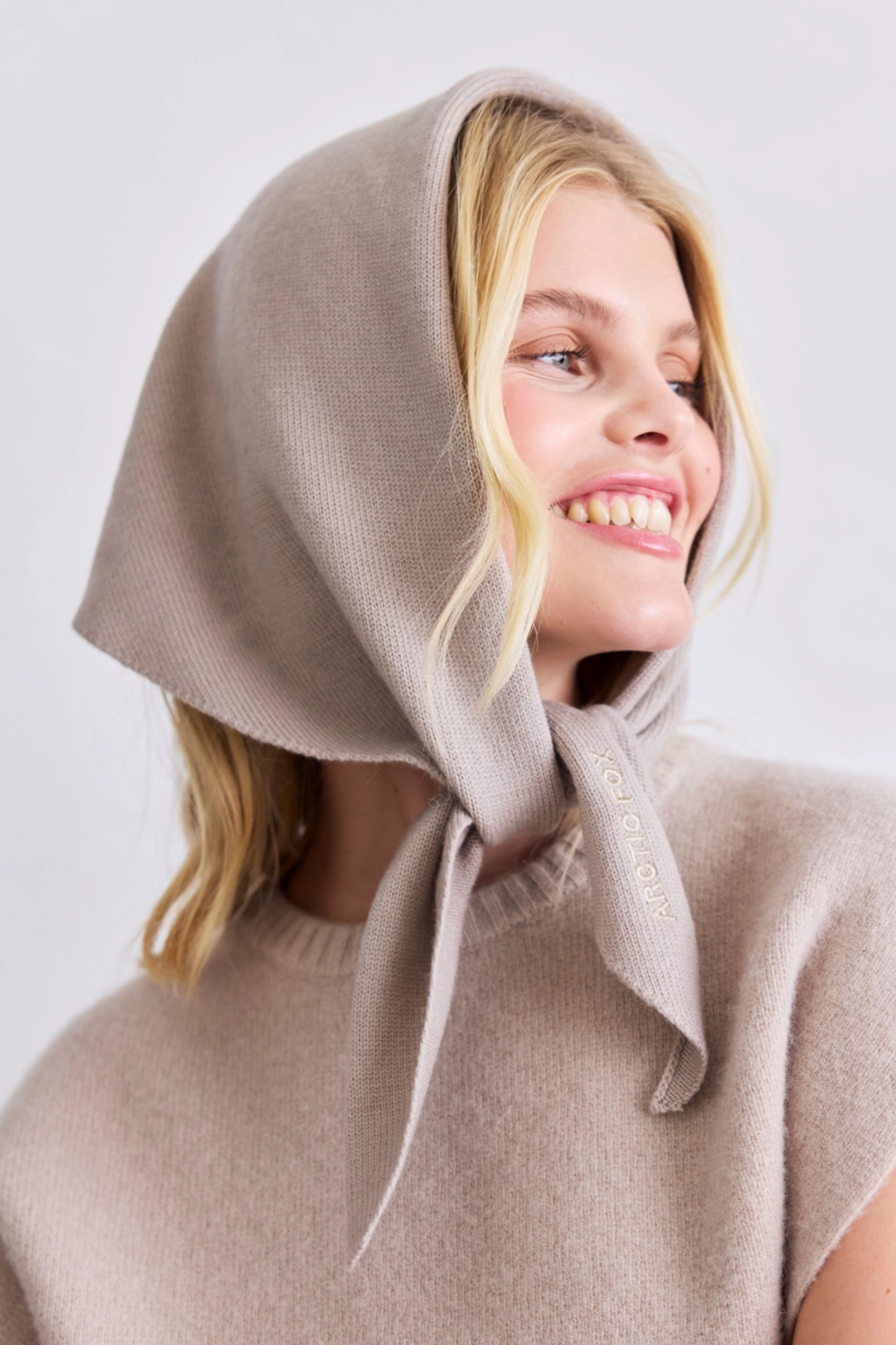 Merino Wool Triangle Scarf - Soft Taupe