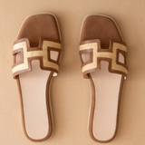 Ena Raffia Slide - Brown