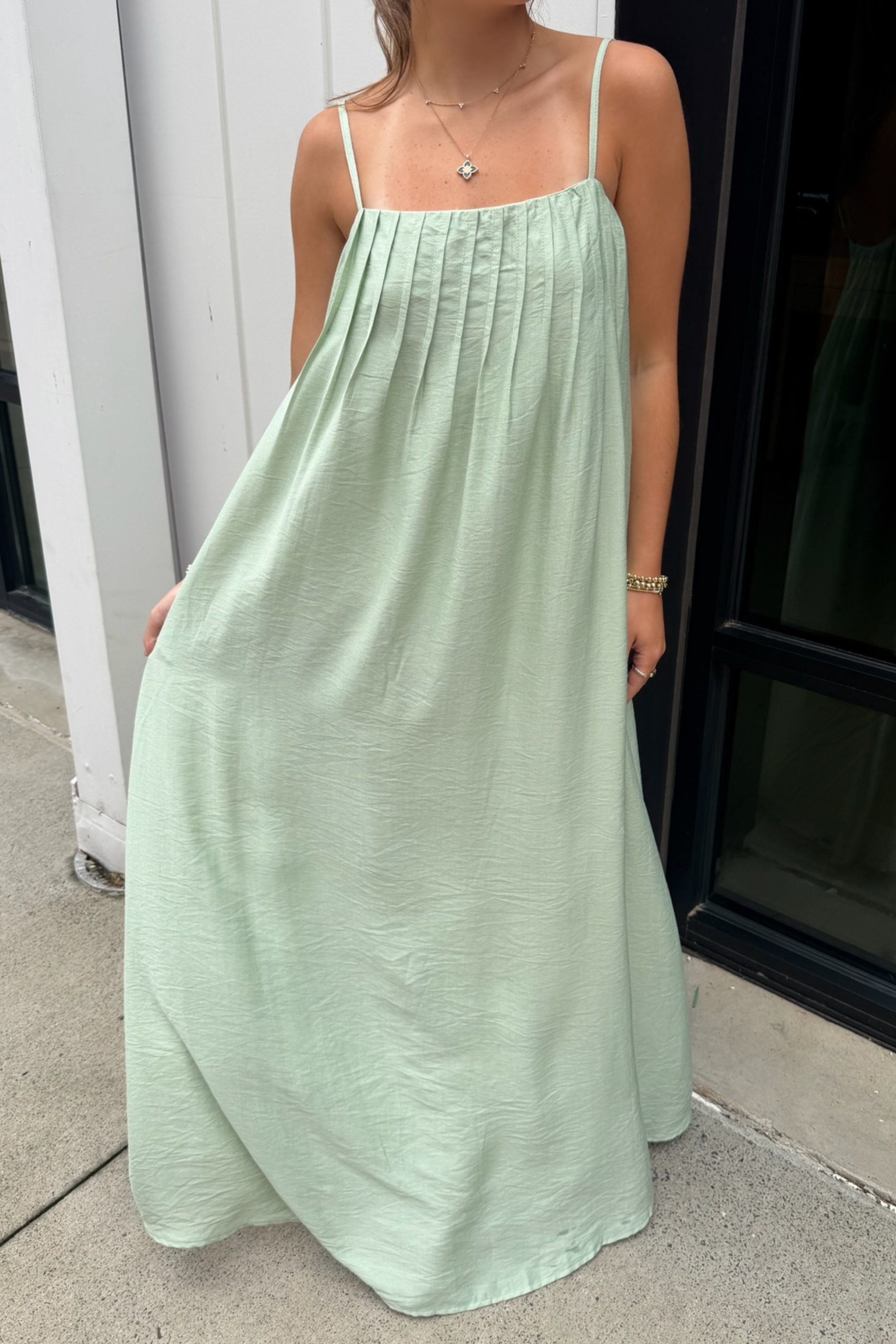 Emmie Pleated Maxi Dress - Mint